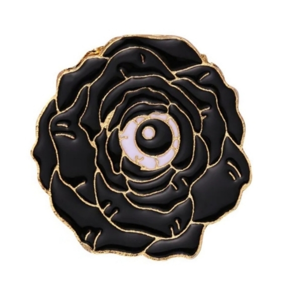 👀 Black Rose Eyeball Pin - Picture 1 of 1